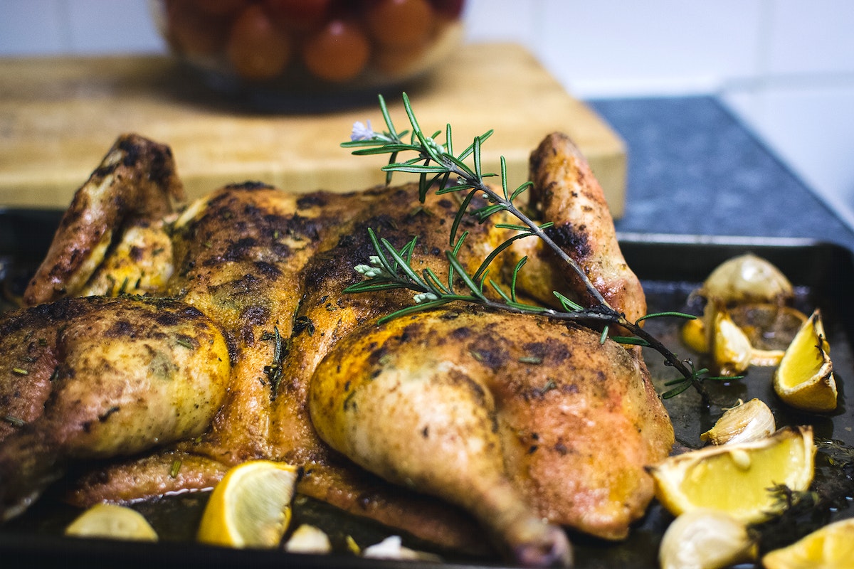 Roasted spatchcock lemon chicken