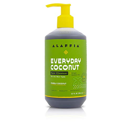 Alaffia Everyday Coconut Face Cleanser for All Skin Types. Leaves Skin Fresh and Hydrated with Fair Trade Coconut Oil & Neem, Vegan, Cruelty Free, No Parabens, Purely Coconut, 12 Fl Oz