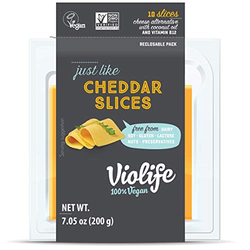 Violife, Just Like Cheddar Cheese Slices, Vegan, Dairy Free & NON-GMO, 10 Slices, 7.05 Oz. (Pack of 8)