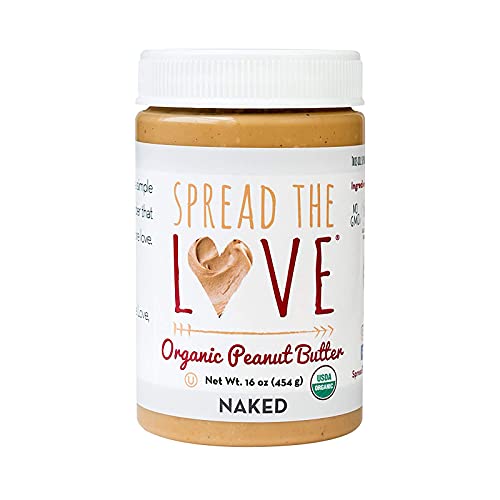 Spread The Love NAKED Organic Peanut Butter, 16 Ounce (Organic, All Natural, Vegan, Gluten-free, Creamy, Dry-Roasted, No added salt, No added sugar, No palm oil) (1-Pack)