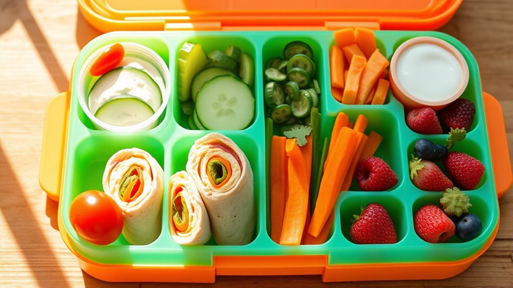 colorful organized fresh lunches