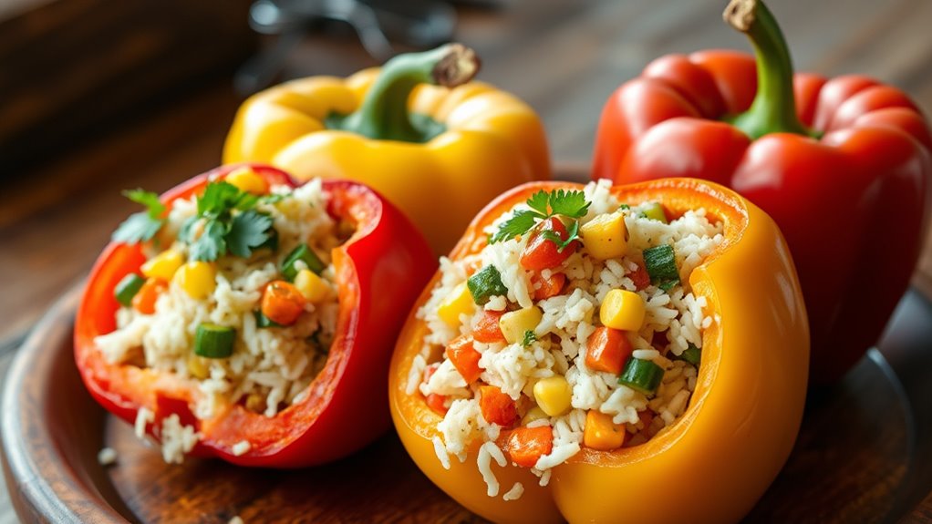 colorful vegetarian stuffed peppers