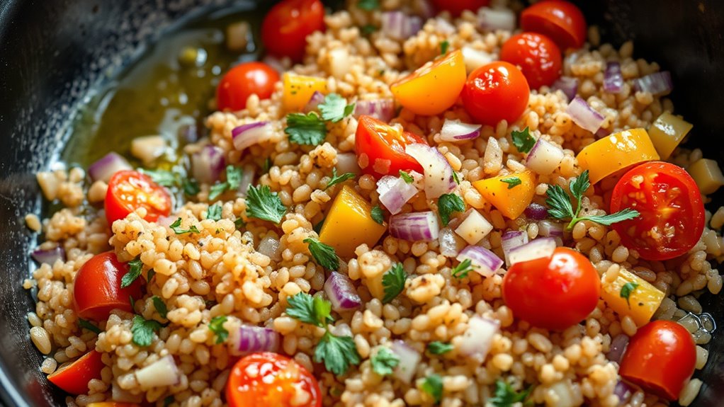 saut aromatics and vegetables