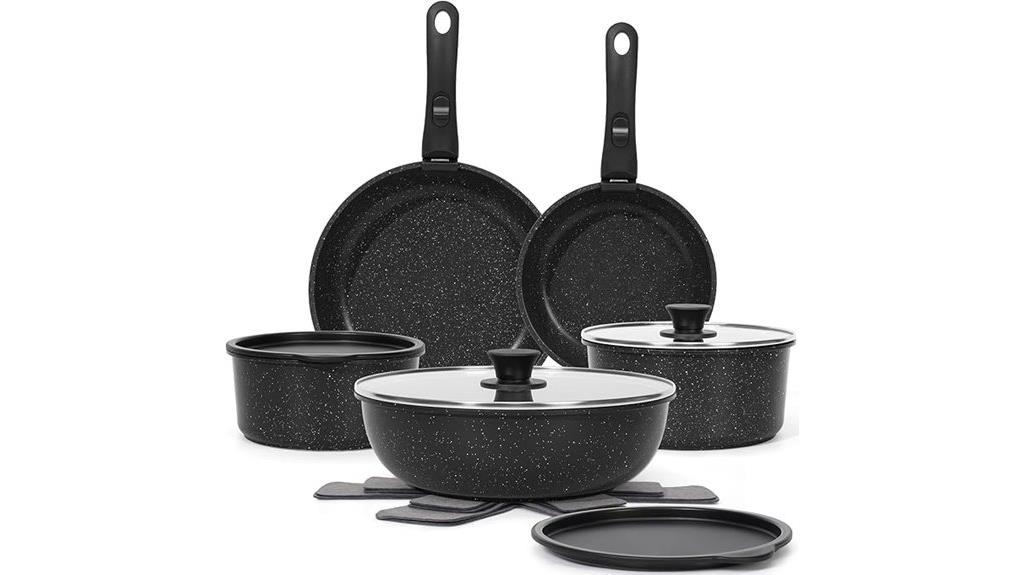 15 piece detachable handle cookware