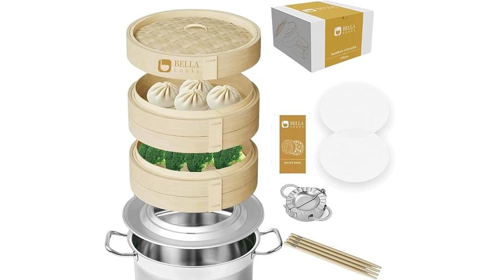 bamboo steamer with accessories