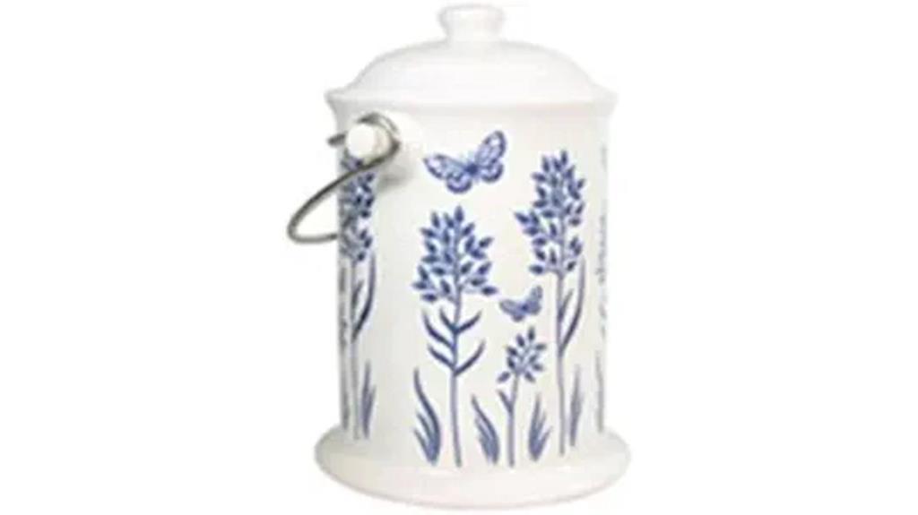 blue floral compost container