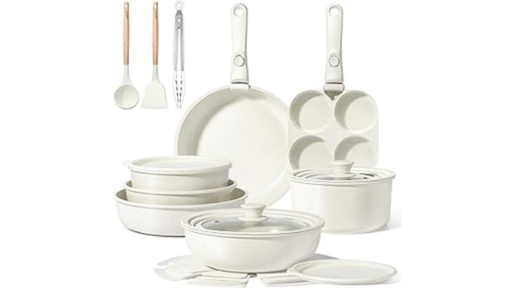 cream colored ceramic cookware