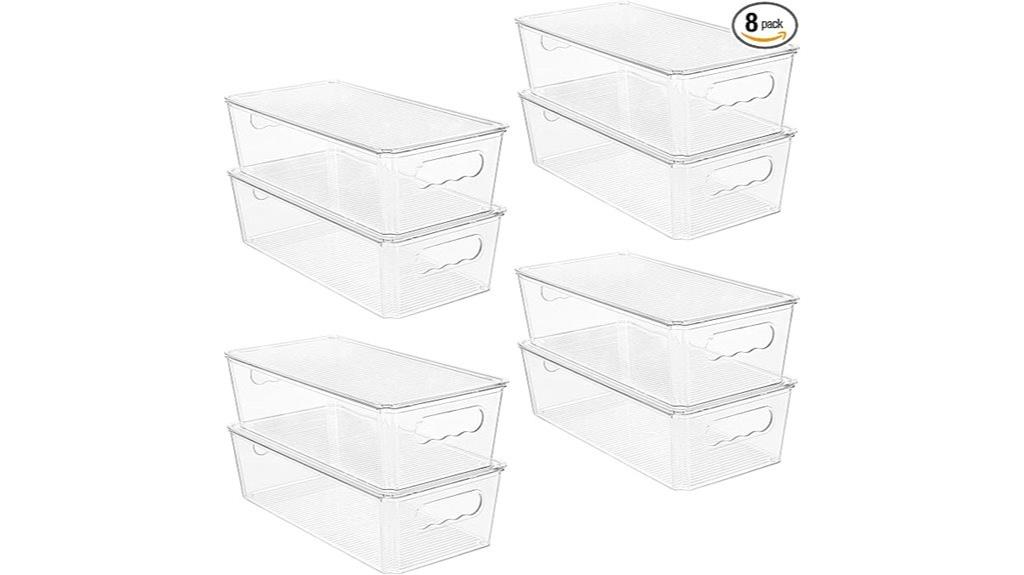 eight clear storage containers