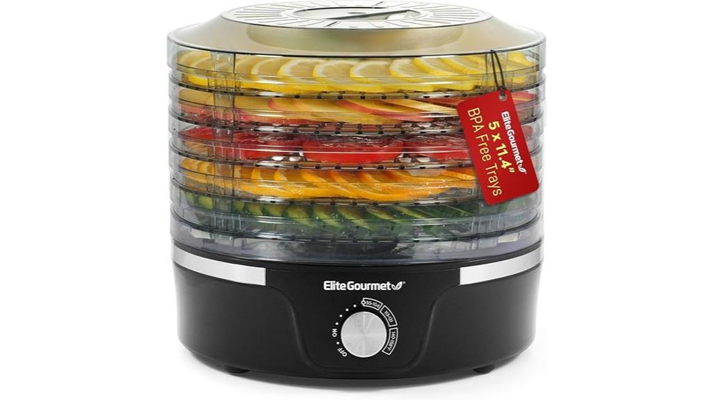 elite gourmet dehydrator capacity