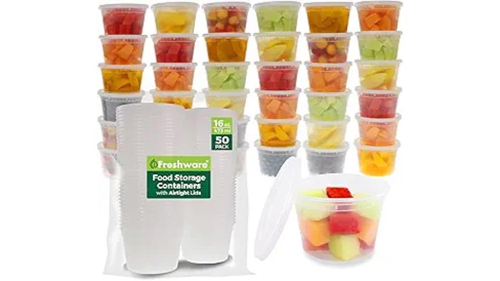 fifty 16oz plastic containers