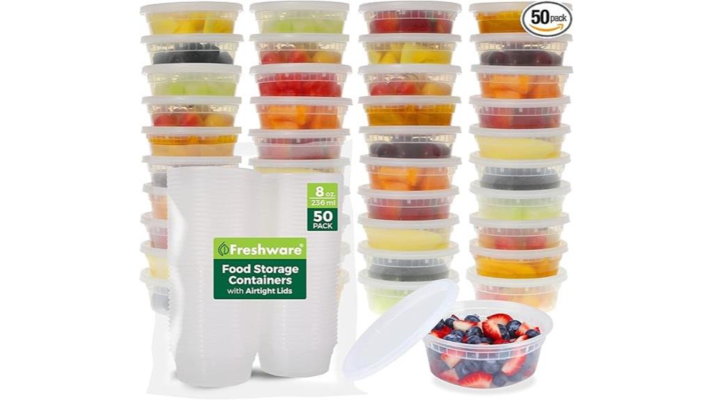 fifty 8oz plastic containers