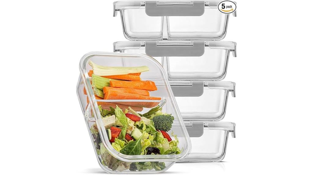 five glass container set
