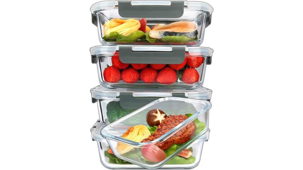 five glass meal containers