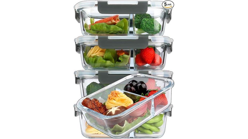 five glass storage containers