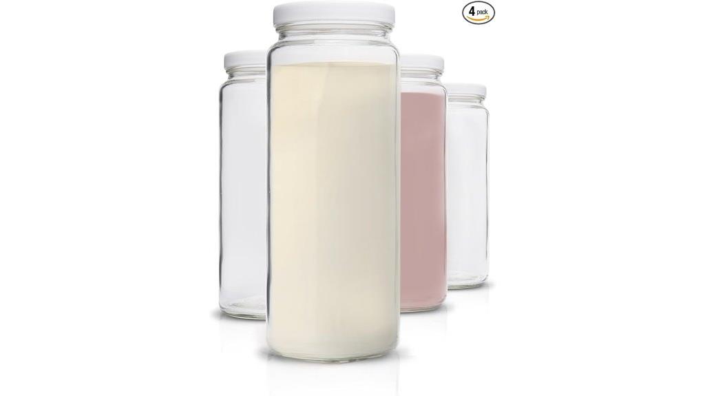 four glass bottles set