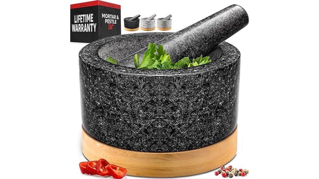 granite pestle with bamboo