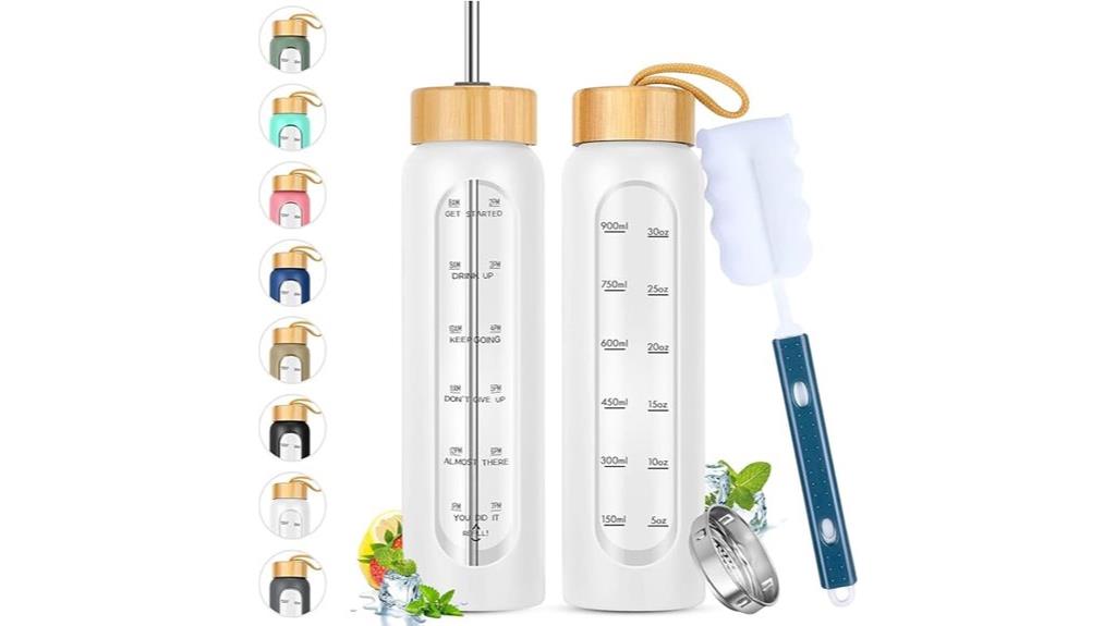 large glass water bottle