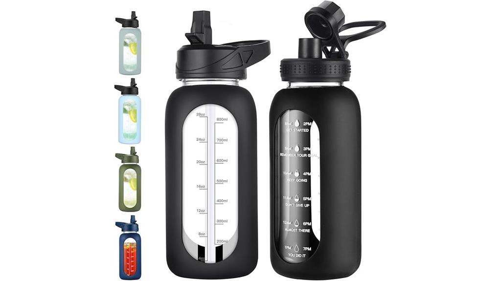 large glass water bottle