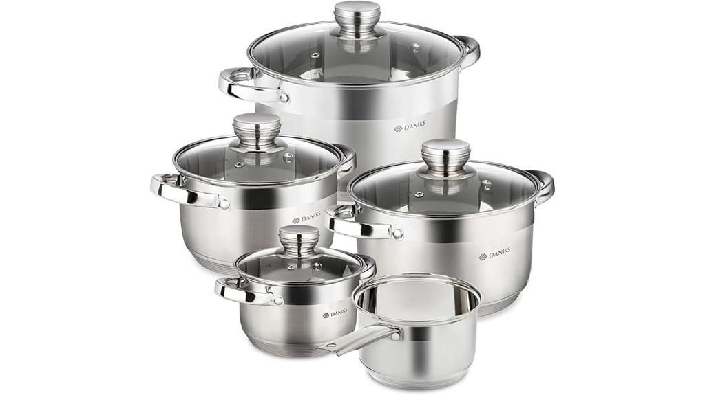 nine piece stainless cookware