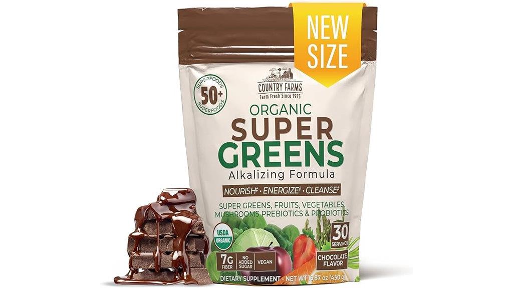organic chocolate greens mix