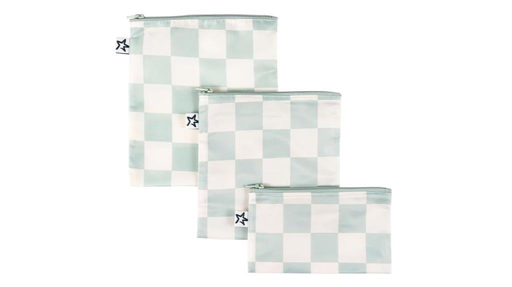 reusable snack bags sage checkers