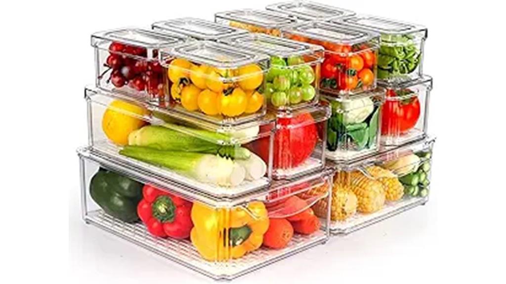 set of fourteen fridge bins