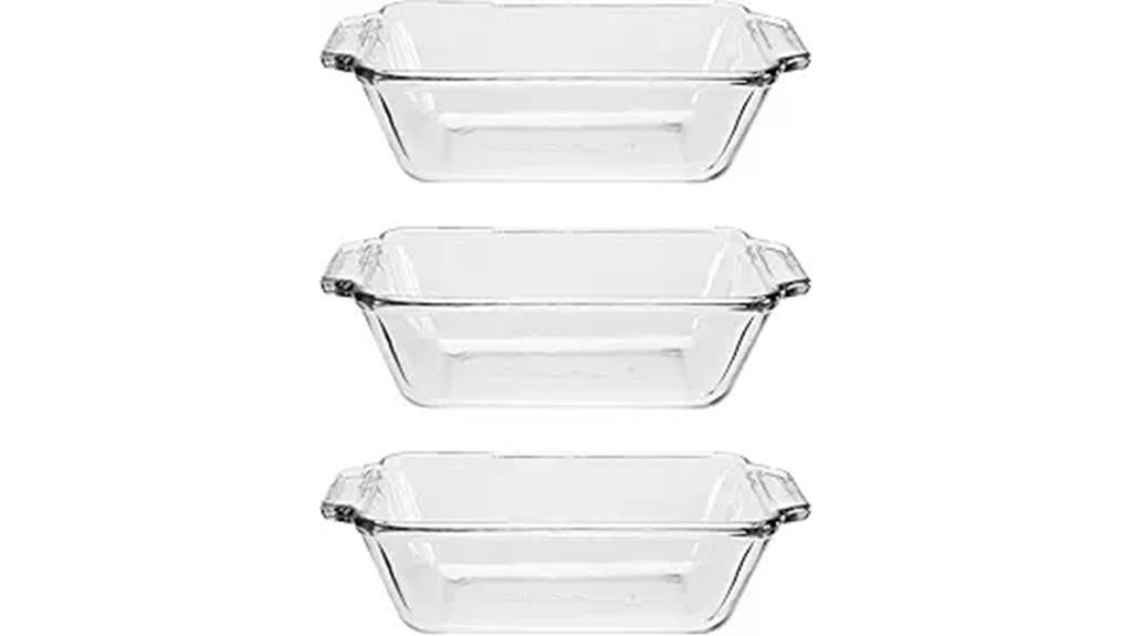 set of three glass pans
