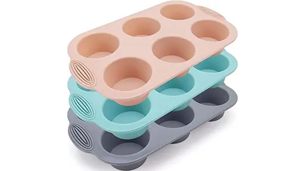 set of three silicone muffin pans