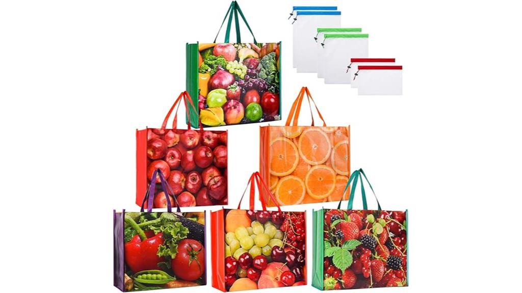 six reusable mesh bags