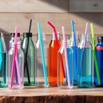 stylish glass bottles with straws