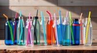 stylish glass bottles with straws