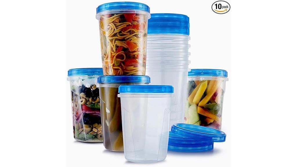 ten leakproof freezer containers