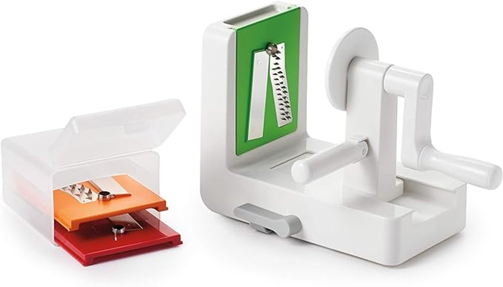 three blade tabletop spiralizer
