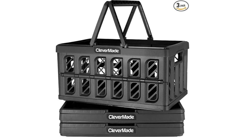 three obsidian collapsible baskets