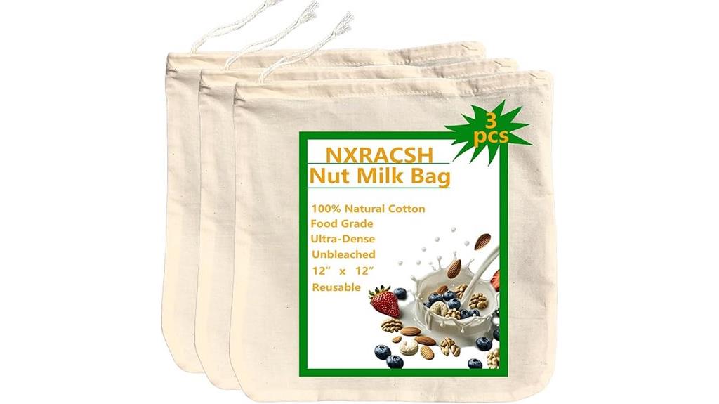 three pack nut milk bags