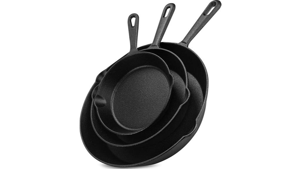 three piece cast iron cookware