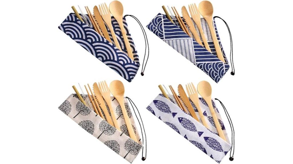 travel bamboo utensils set