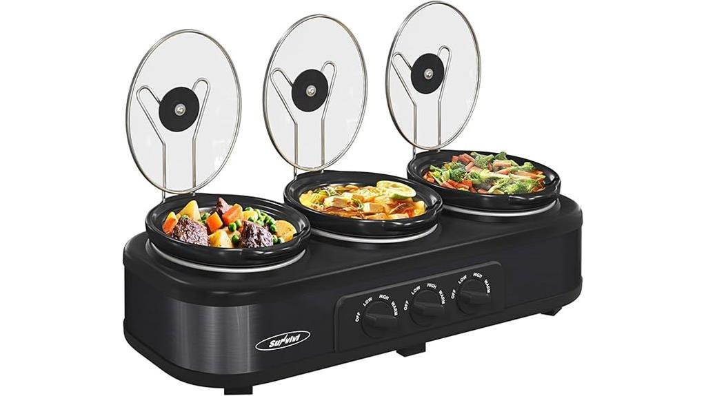 triple slow cooker buffet