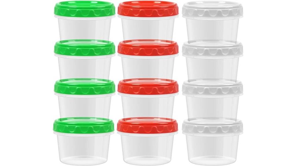 twelve 8oz plastic containers