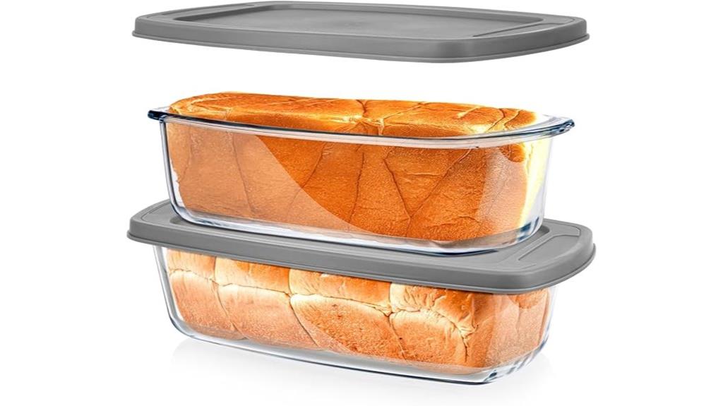 two glass loaf pans