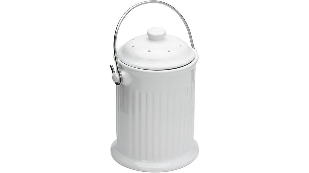 white ceramic compost bin