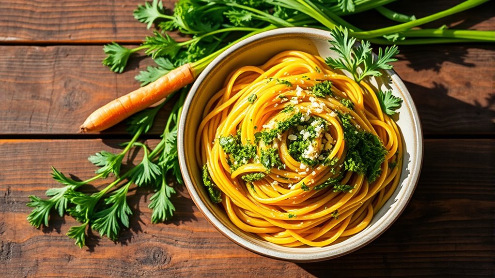 carrot top pesto pasta