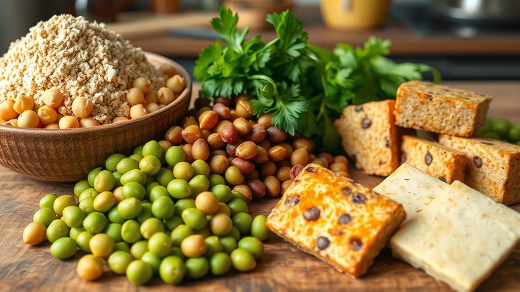 diverse legumes and grains