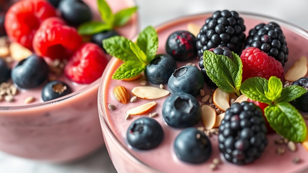 prepped nutritious berry bowls