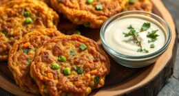 vegetable fritters with dip