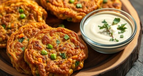 vegetable fritters with dip