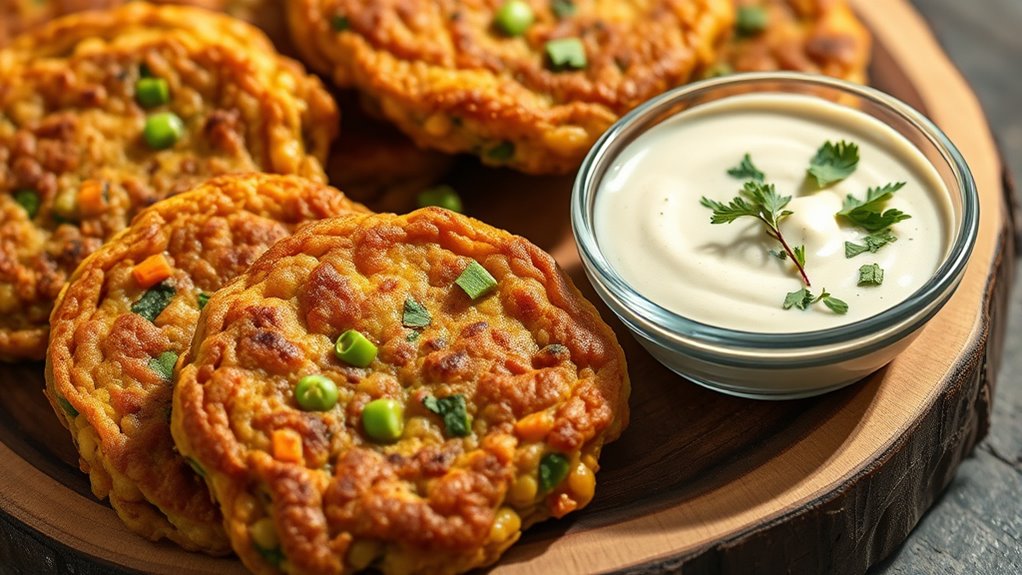 vegetable fritters with dip