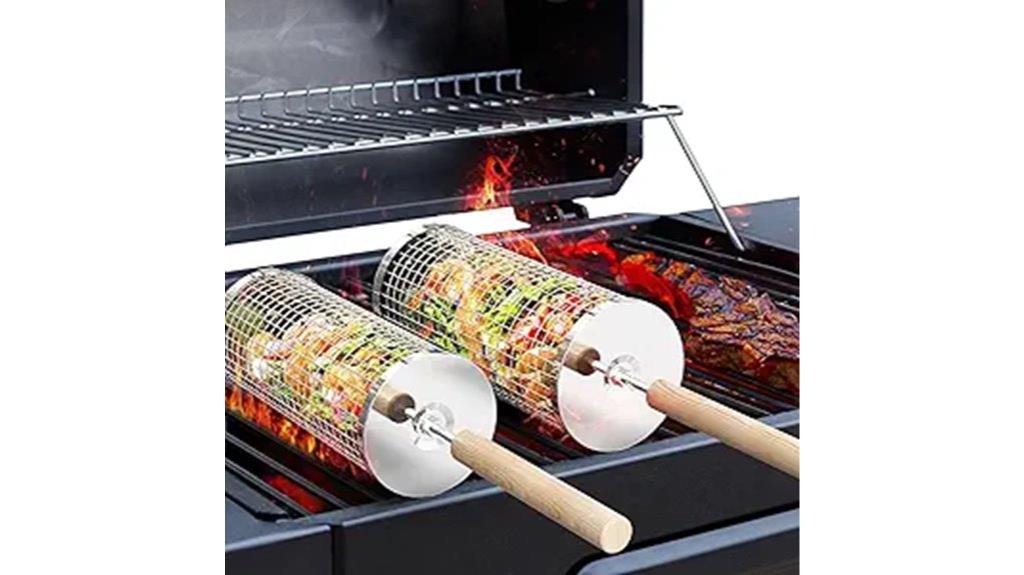 grill basket with wooden handle