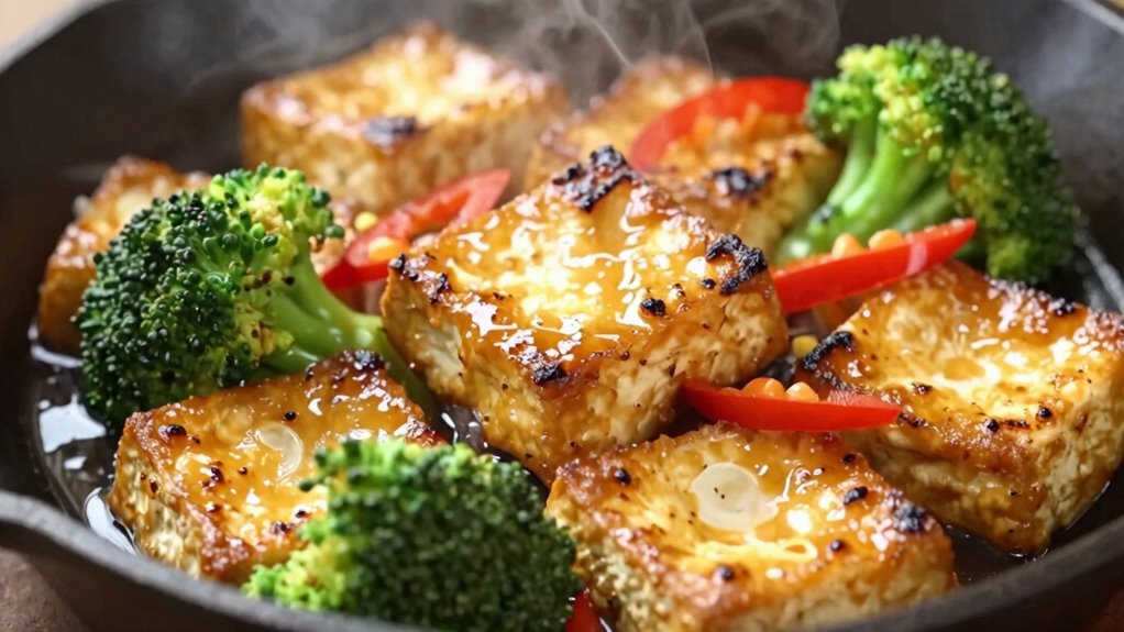 evenly coated crispy tofu