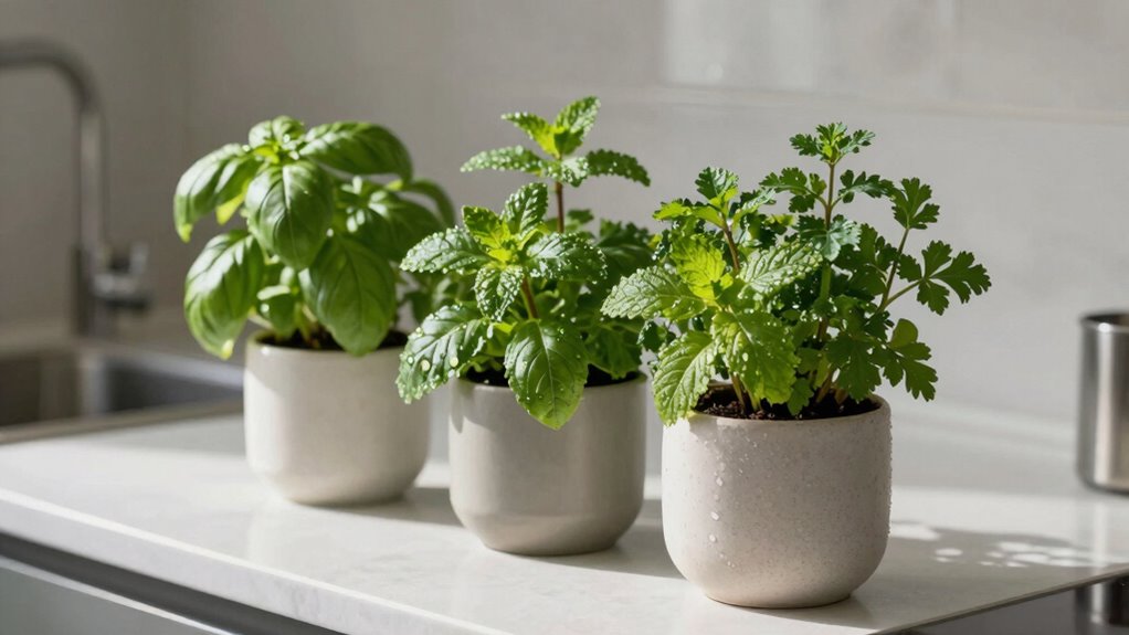 fresh vibrant indoor herb garden